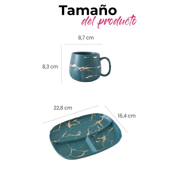 Plato de tres compartimentos y taza - Imagen 2