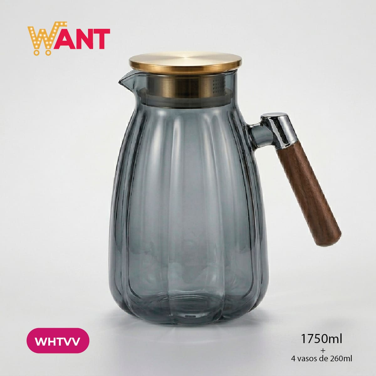SET DE TETERA DE VIDRIO Y 4 VASOS - Imagen 3