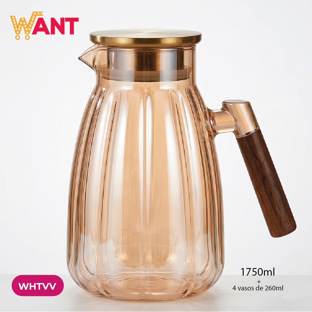 SET DE TETERA DE VIDRIO Y 4 VASOS - Imagen 2